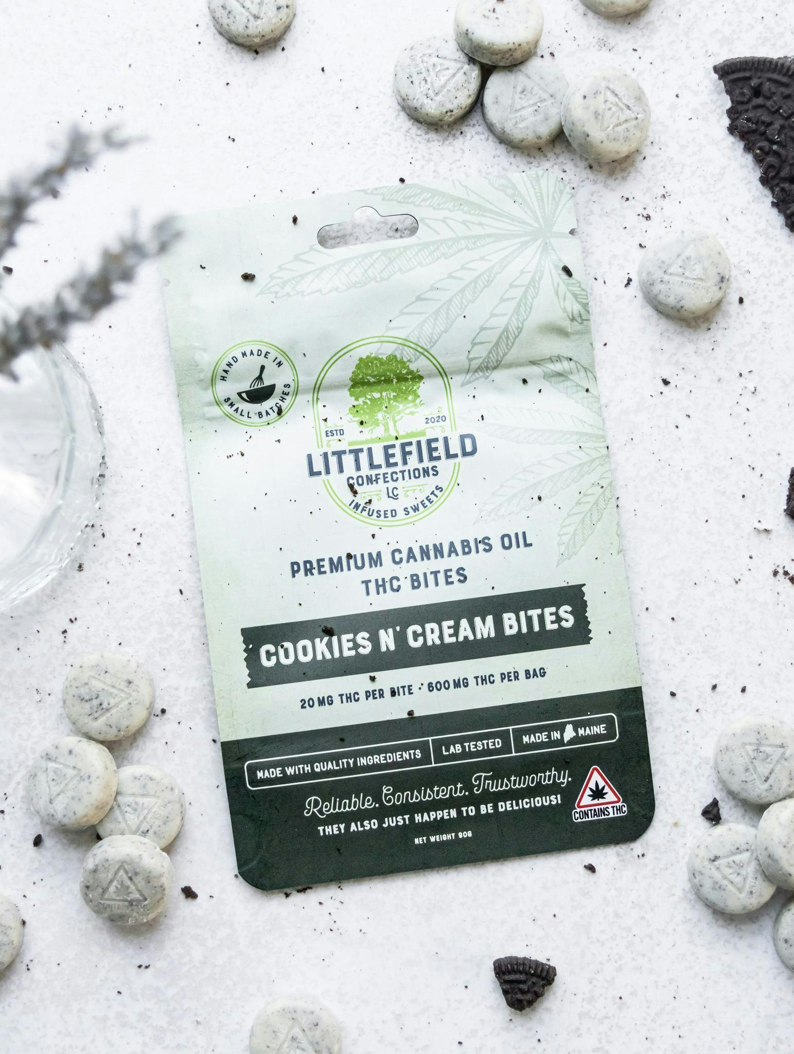 Cookies & Cream THC Bites 20mg/pc 600mg Total by Littlefield Confections