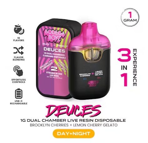 1 gram Deuces Brooklyn Cherries x Lemon Cherry Gelato Live Resin Vape | NY by Bodega Boyz