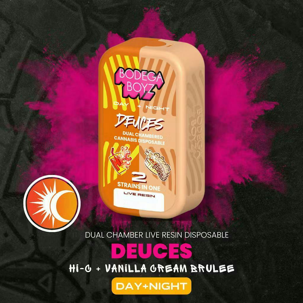 1 gram Deuces Hi-C and Vanilla Crème Brûlée Live Resin Vape | NY by Bodega Boyz