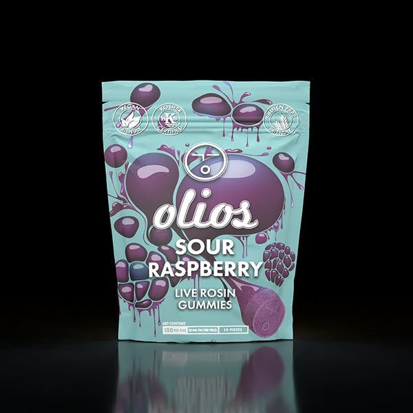 Olio | Sour Raspberry Live Rosin Gummies | 100mg | 10ct | 10mg/ea by Olio