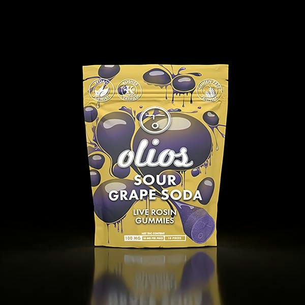 Olio | Sour Grape Live Rosin Gummies | 100mg | 10ct | 10mg/ea by Olio