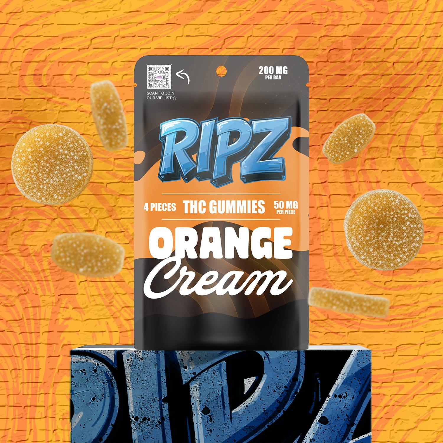 Orange Cream Gummies | 200mg | 4ct | 50mg/ea by Ripz