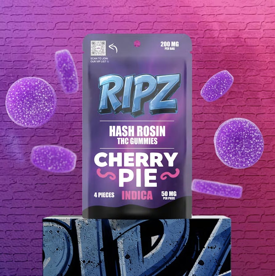 Cherry Pie Hash Rosin Gummies | 200mg | 4ct | 50mg/ea by Ripz