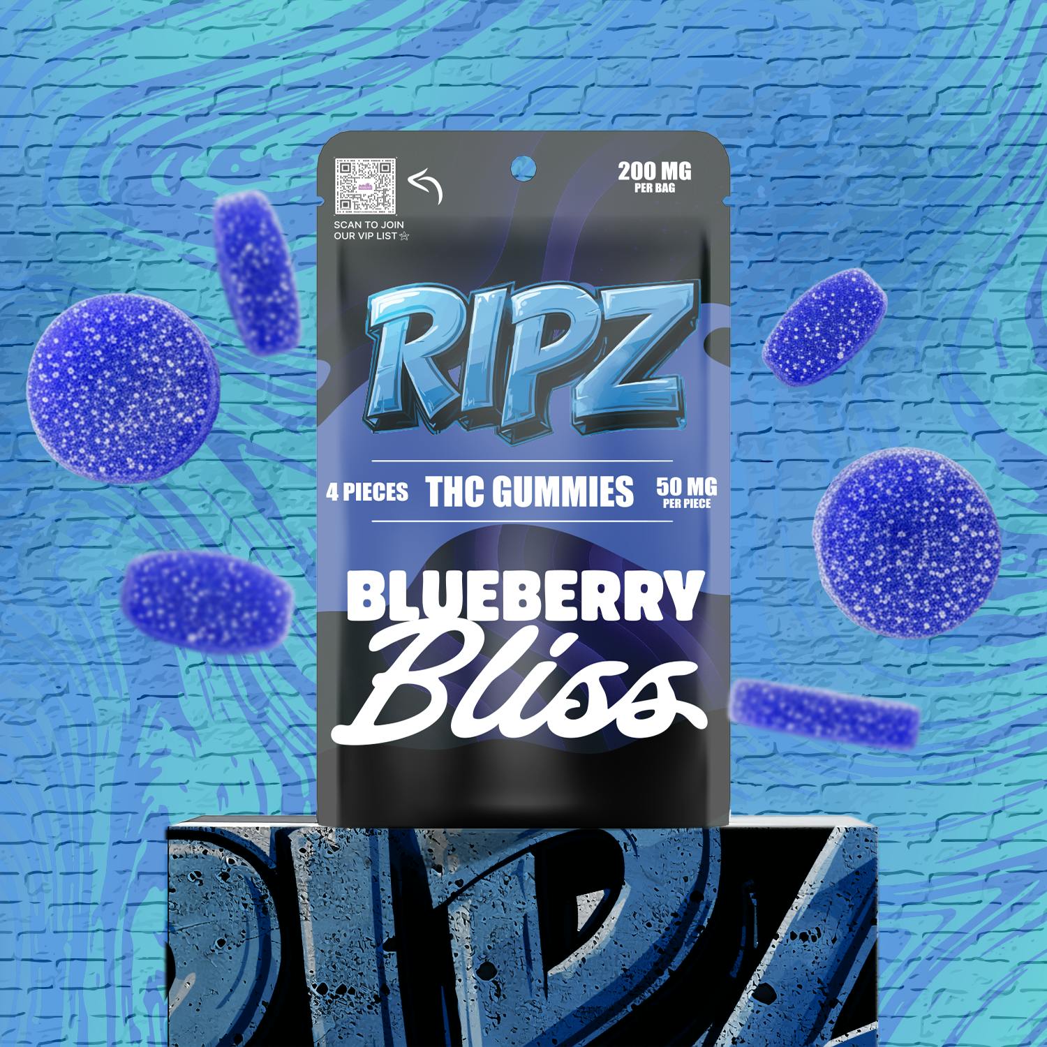 Blueberry Bliss Gummies | 200mg | 4ct | 50mg/ea by Ripz