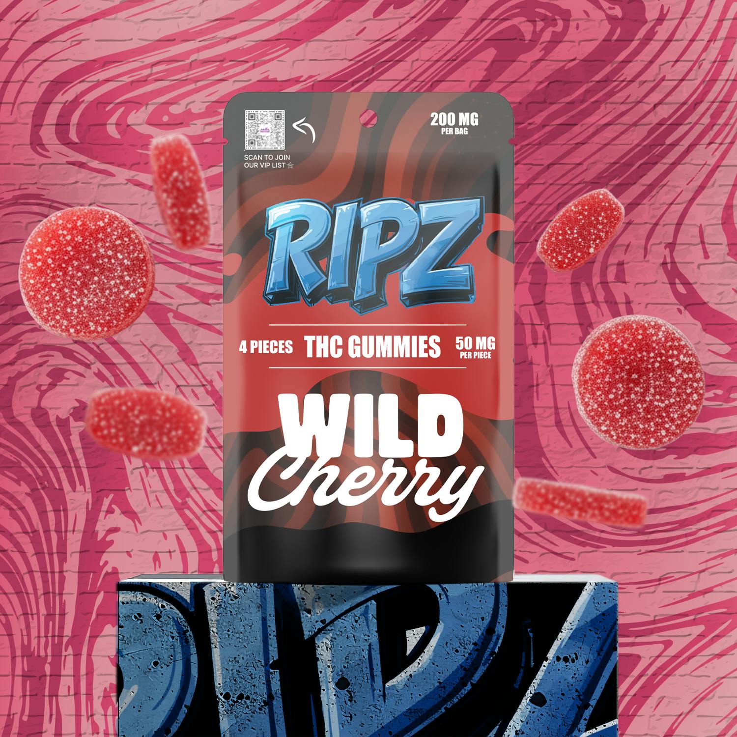 Wild Cherry Gummies | 200mg | 4ct | 50mg/ea by Ripz