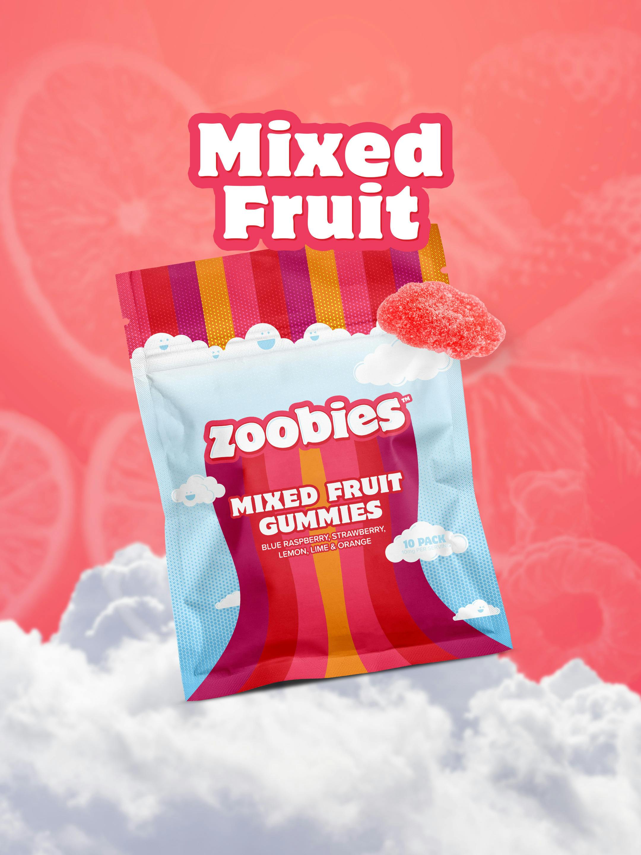Zoobies | Mixed Fruit | Indica Gummies | 100mg | 10ct | 10mg/ea