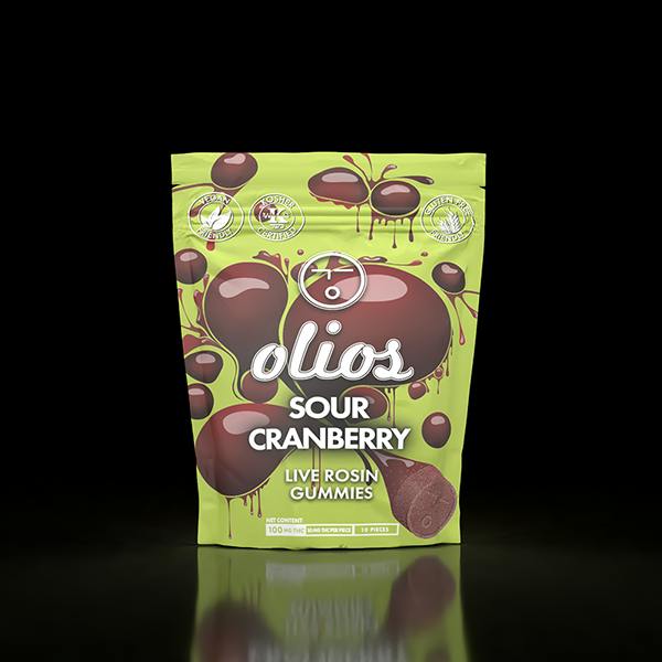 Olio | Sour Cranberry Live Rosin Gummies | 100mg | 10ct | 10mg/ea by OLIO