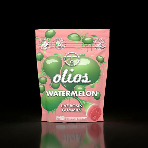 Olio | Watermelon Live Rosin Gummies | 100mg | 10ct | 10mg/ea by Olio