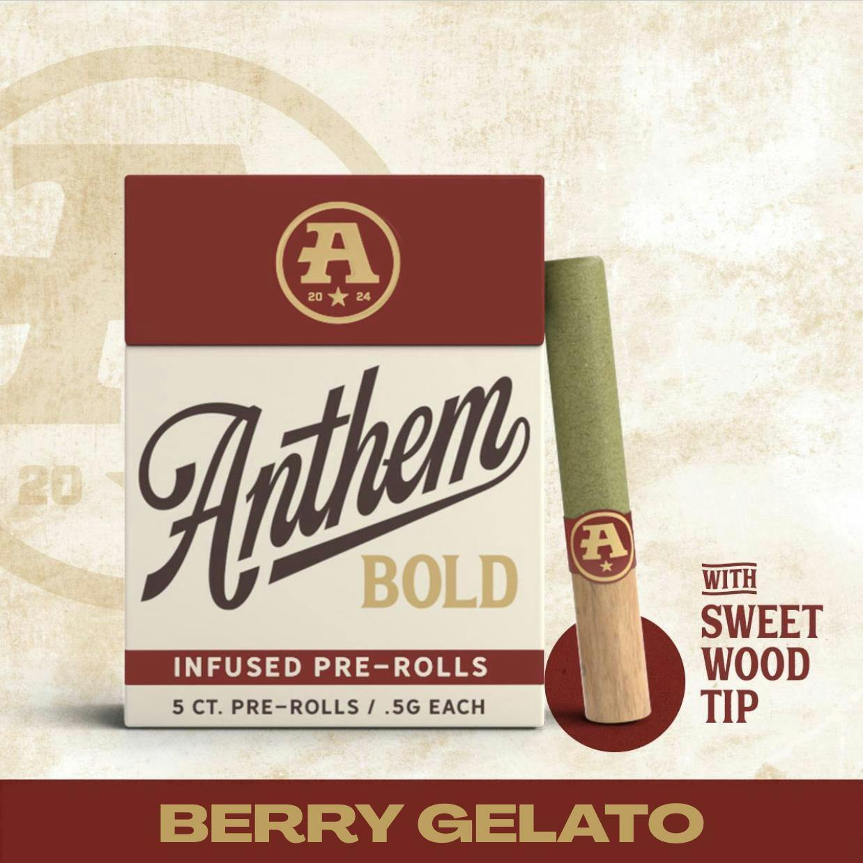 Bold Wood Tip Infused Berry Gelato Pre-Roll pack 2.5g (0.5g ea | 5 pack) by Anthem