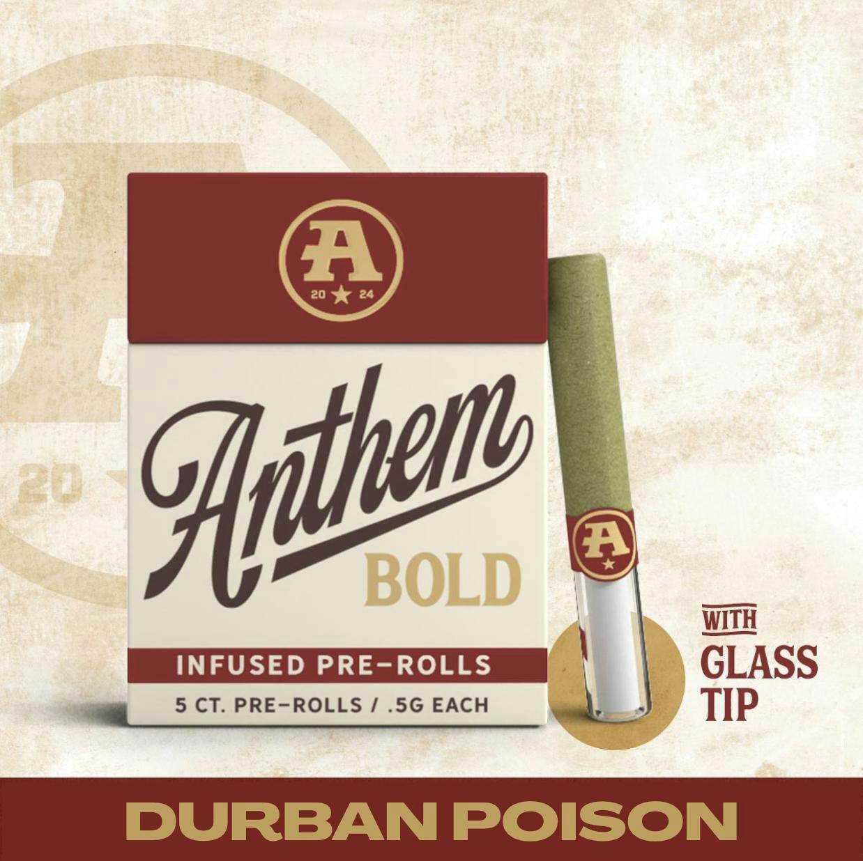 Bold Glass Tip Infused Durban Poison Pre-Roll Pack 2.5g (0.5g ea | 5-pack) by Anthem