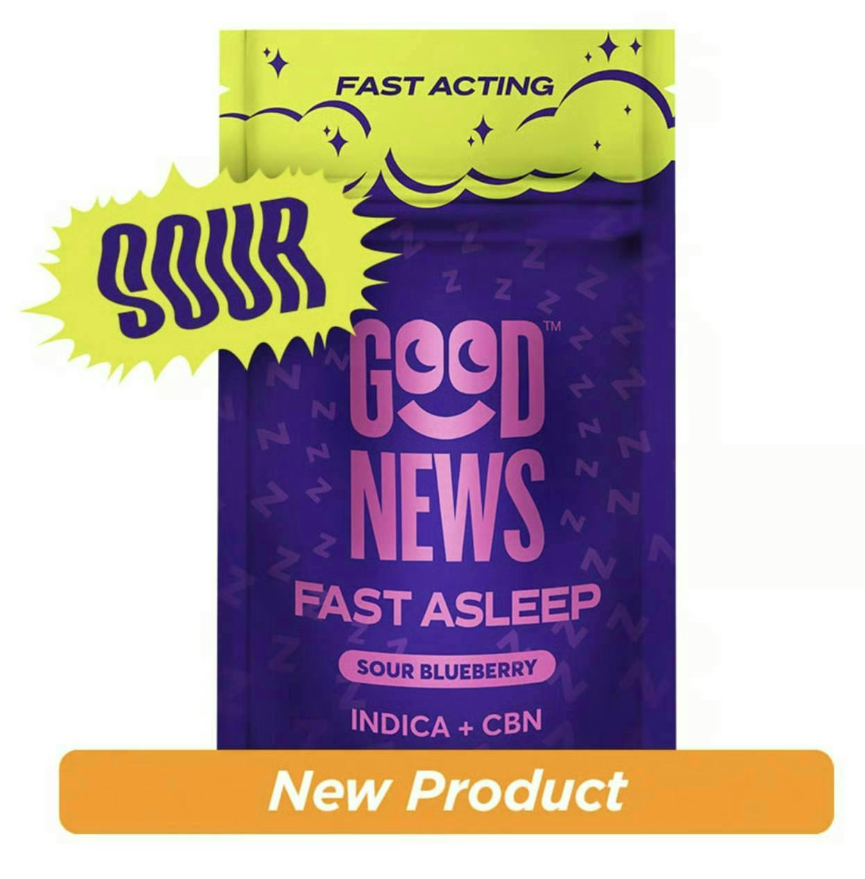 Fast Asleep | Sour Blueberry Gummies | 100mg | 20ct | 5mg/ea by Good News