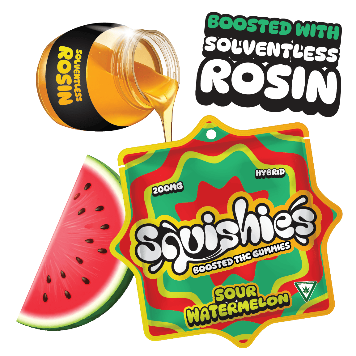 Squishies | Sour Watermelon Gummies | 200mg | 10ct | 20mg/ea by Squishies