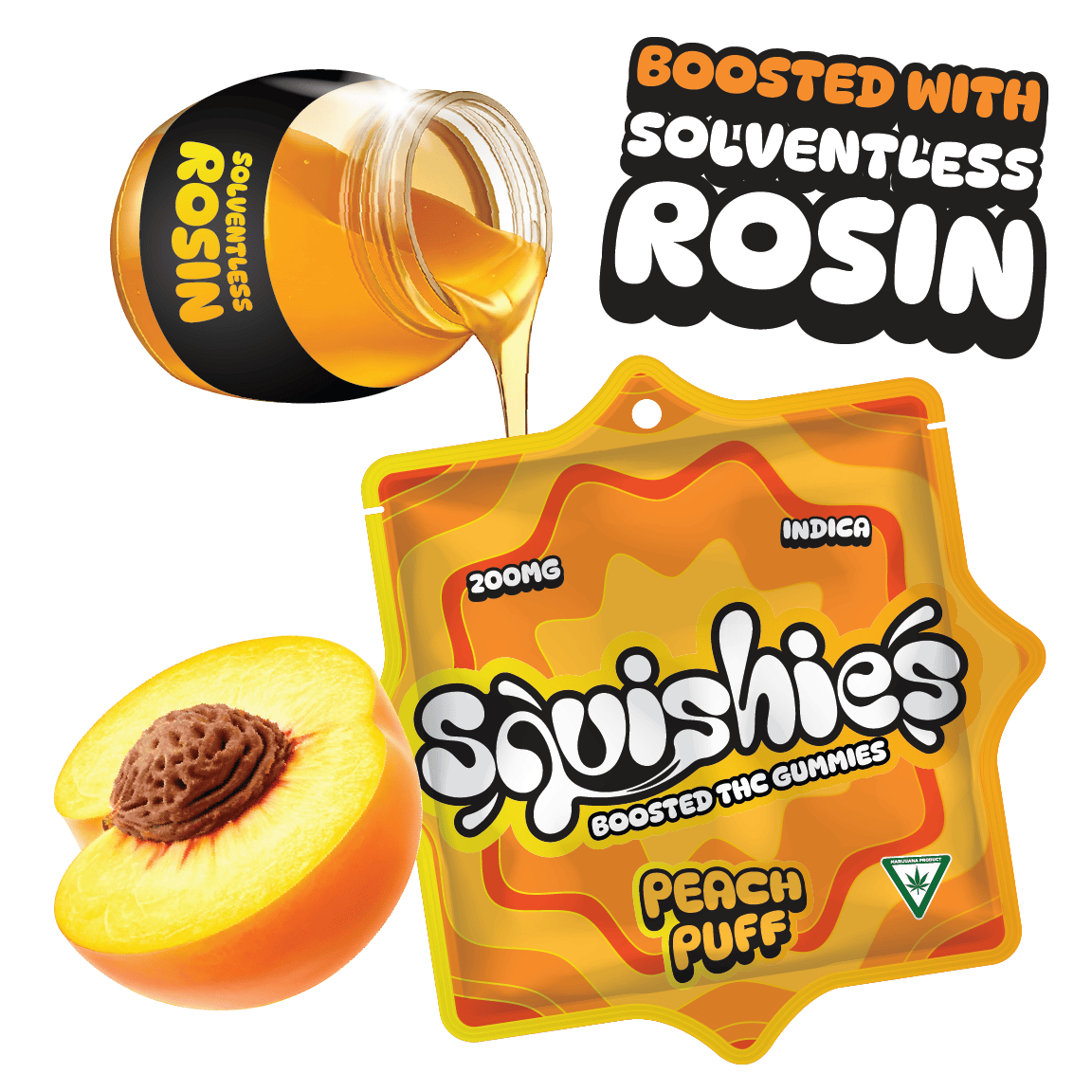 Squishies | Peach Puff Gummies | 200mg | 10ct | 20mg/ea by Squishies