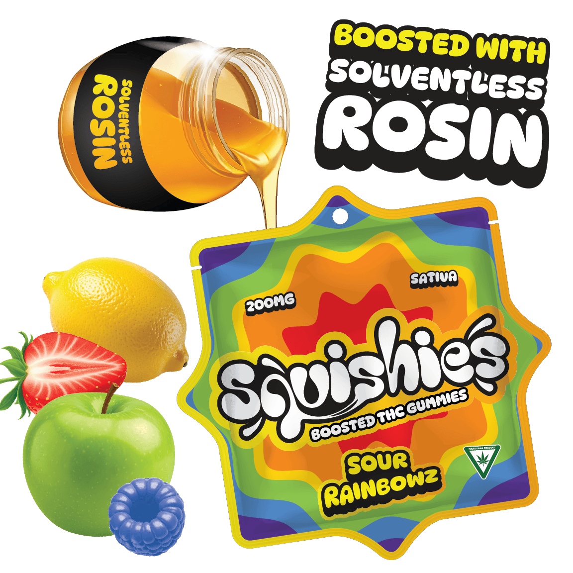 Squishies | Sour Rainbowz Gummies | 200mg | 10ct | 20mg/ea by Squishies