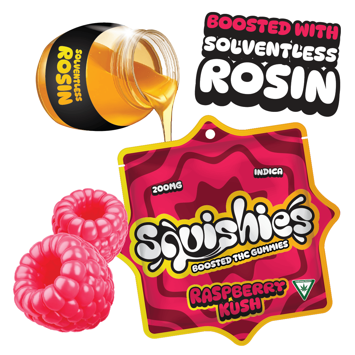 Squishies | Raspberry Kush Gummies | 200mg | 10ct | 20mg/ea by Squishies