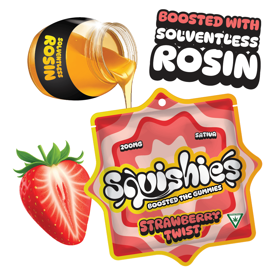 Squishies | Strawberry Twist Gummies | 200mg | 10ct | 20mg/ea by Squishies
