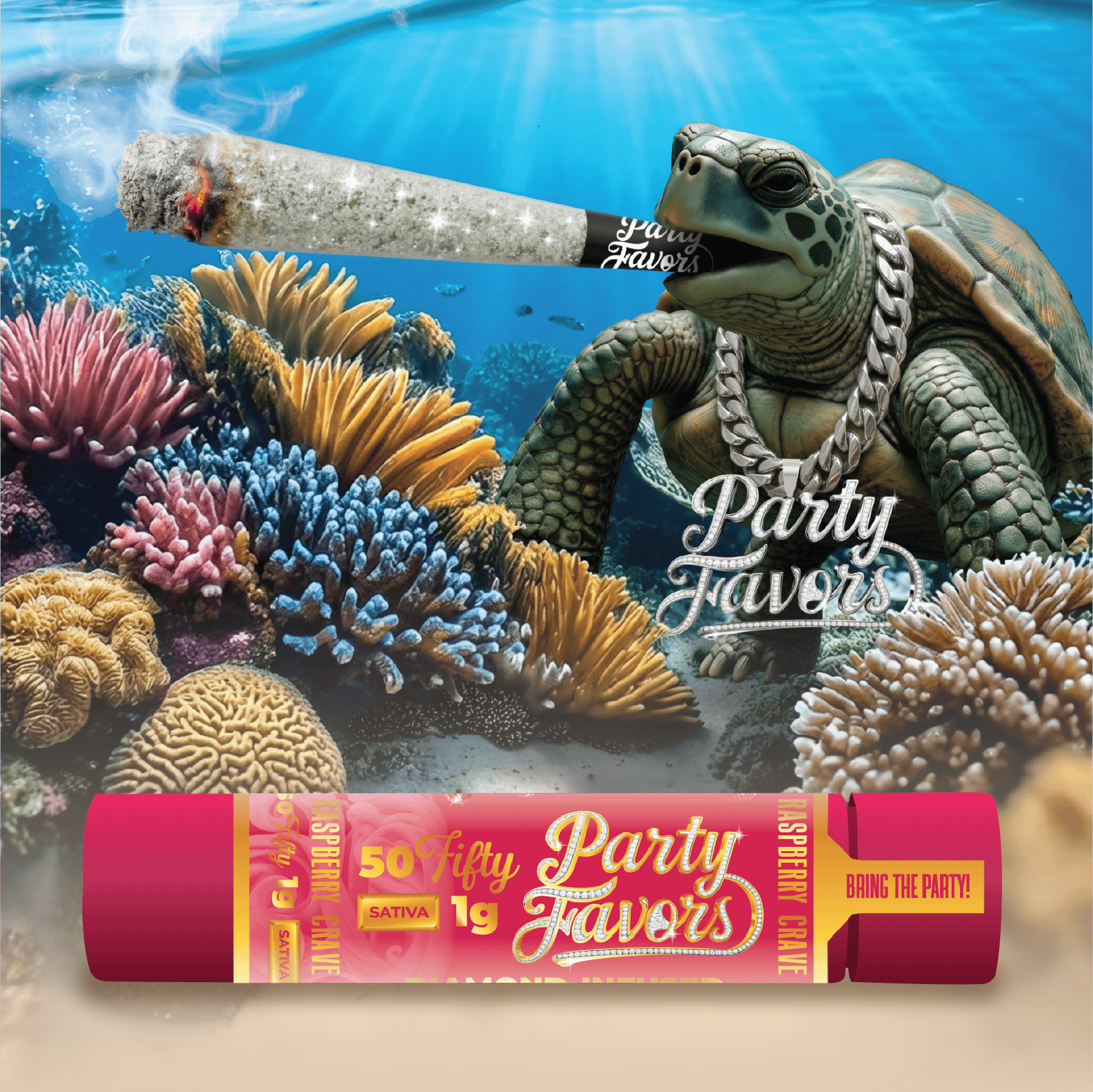 Party Favors | Raspberry Crave | Diamond Infused Joint | 1g by Party Favors