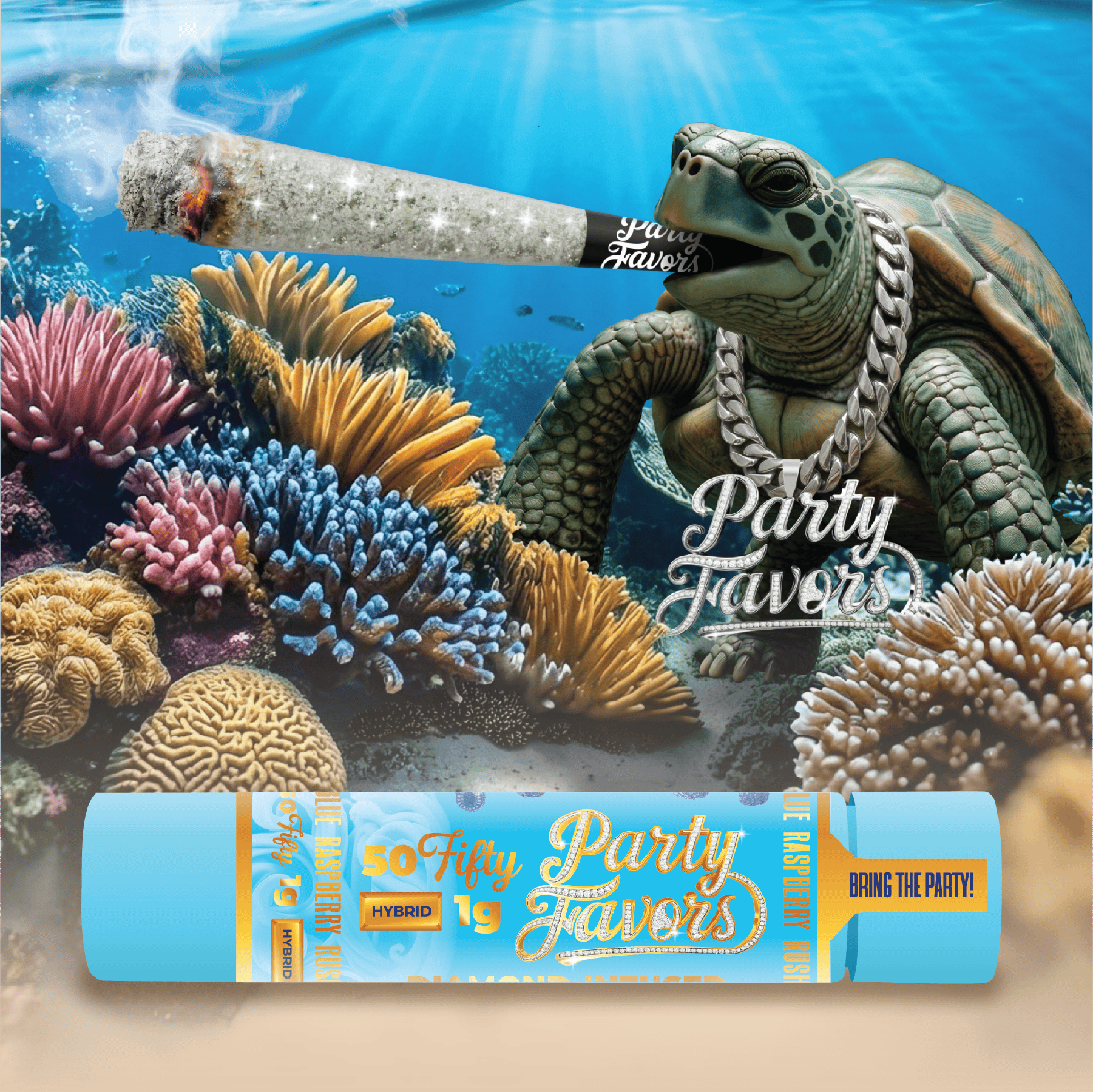 Party Favors | Blue Raspberry Rush | Diamond Infused Joint | 1g by Party Favors