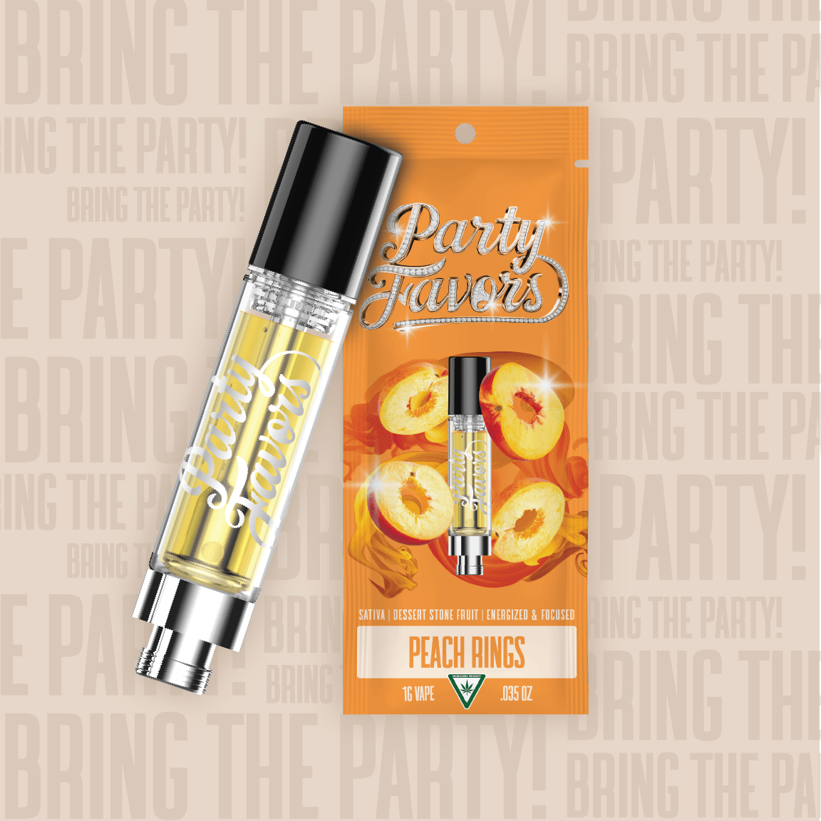 Party Favors | Peach Rings | Cartridge | 1g at 3Fifteen Cannabis Camden Retailer