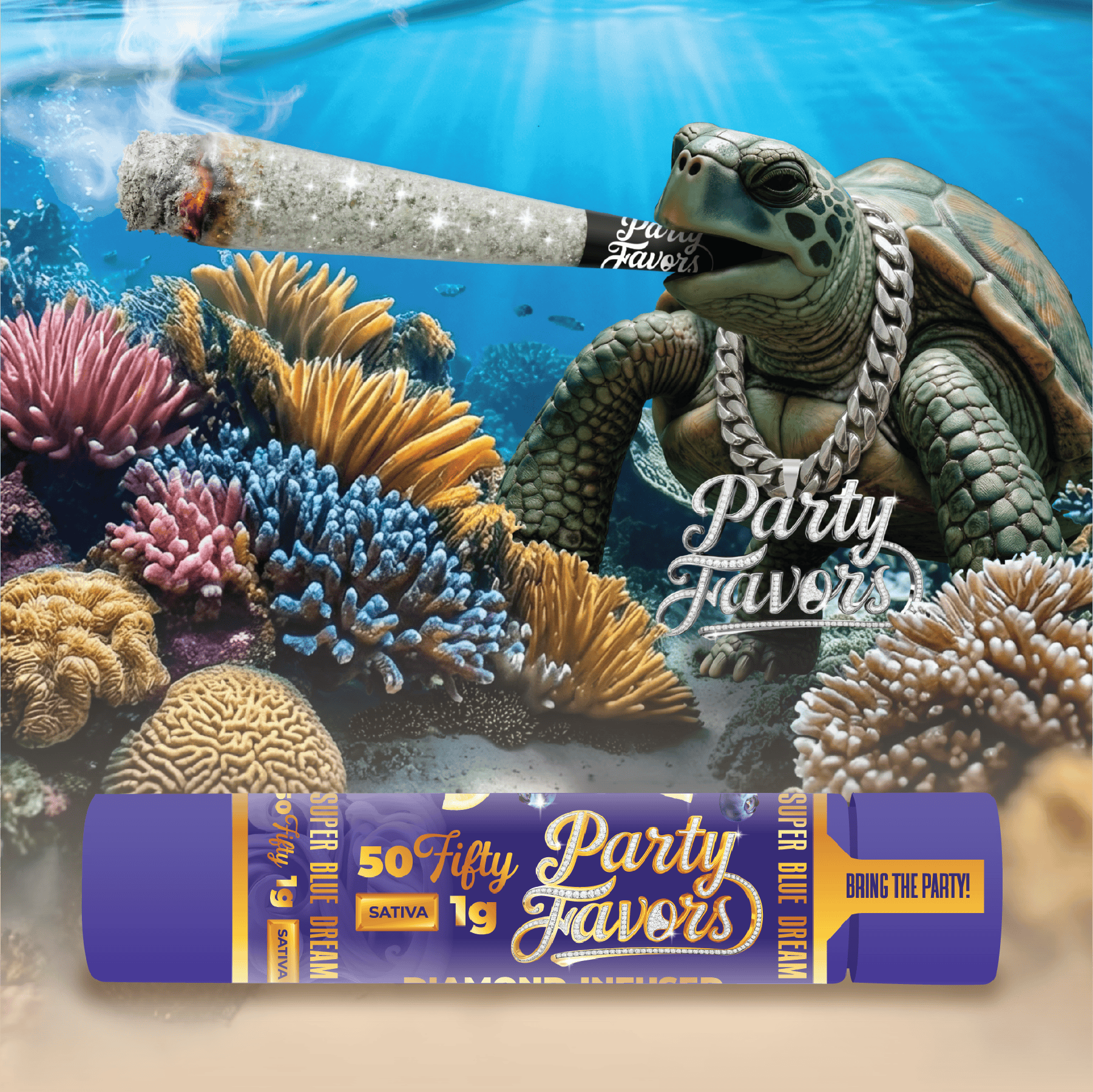 Party Favors | Super Blue Dream | Diamond Infused Joint | 1g by Party Favors