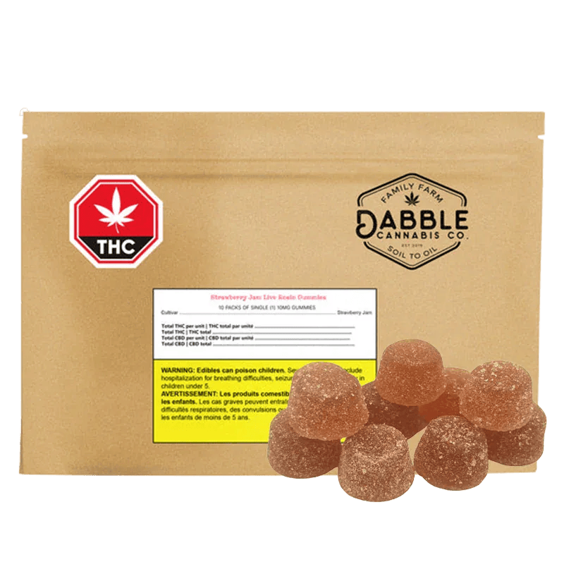 Dabble Cannabis Co | Strawberry Jam Gummies | 100mg | 10ct | 10mg/ea
