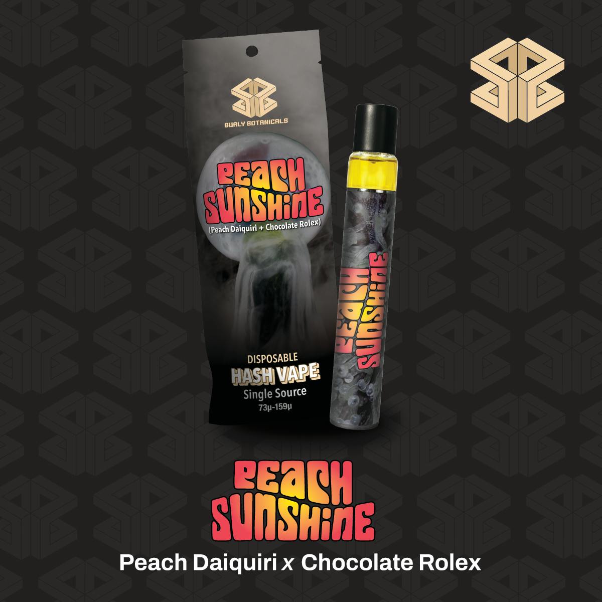 Burly Botanicals | Peach Sunshine | 0.5g Hash Rosin Disposable