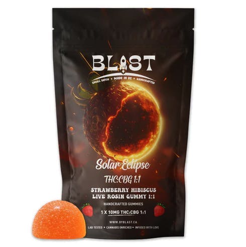 Blast | Solar Eclipse Strawberry Hibiscus 1:1 Live Rosin Gummy | 10mg