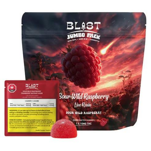 JUMBO | Sour Wild Raspberry Live Rosin Gummies | 100mg | 10ct | 10mg/ea