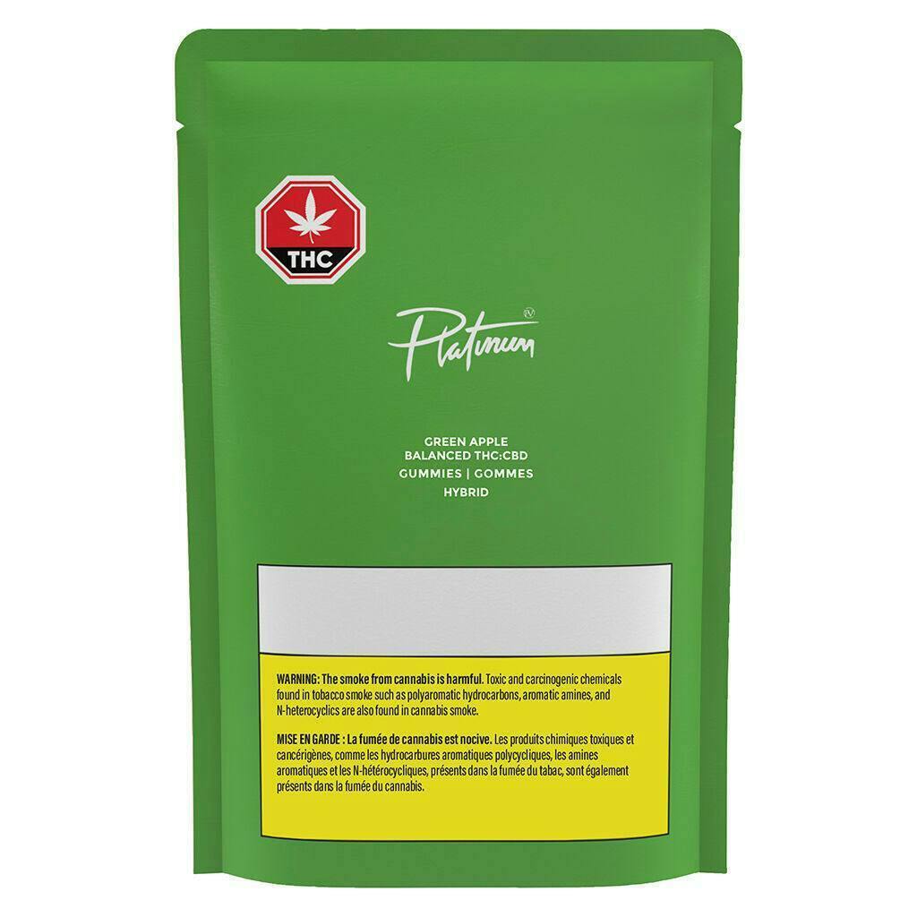 Platinum Vape | Green Apple Gummies | THC:CBD | 5ct | 2mg/ea