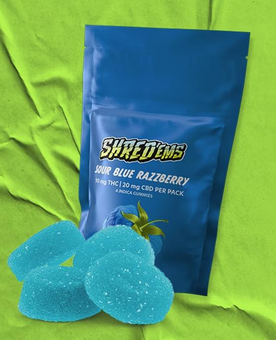 SHRED | Sour Blue Razzberry Gummies | 10mg | 4pc | 2.5mg/ea