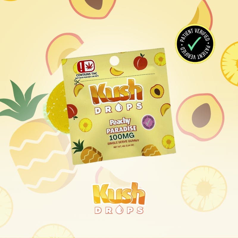 Kush Drops | Peachy Paradise Gummies | 100mg THC Single