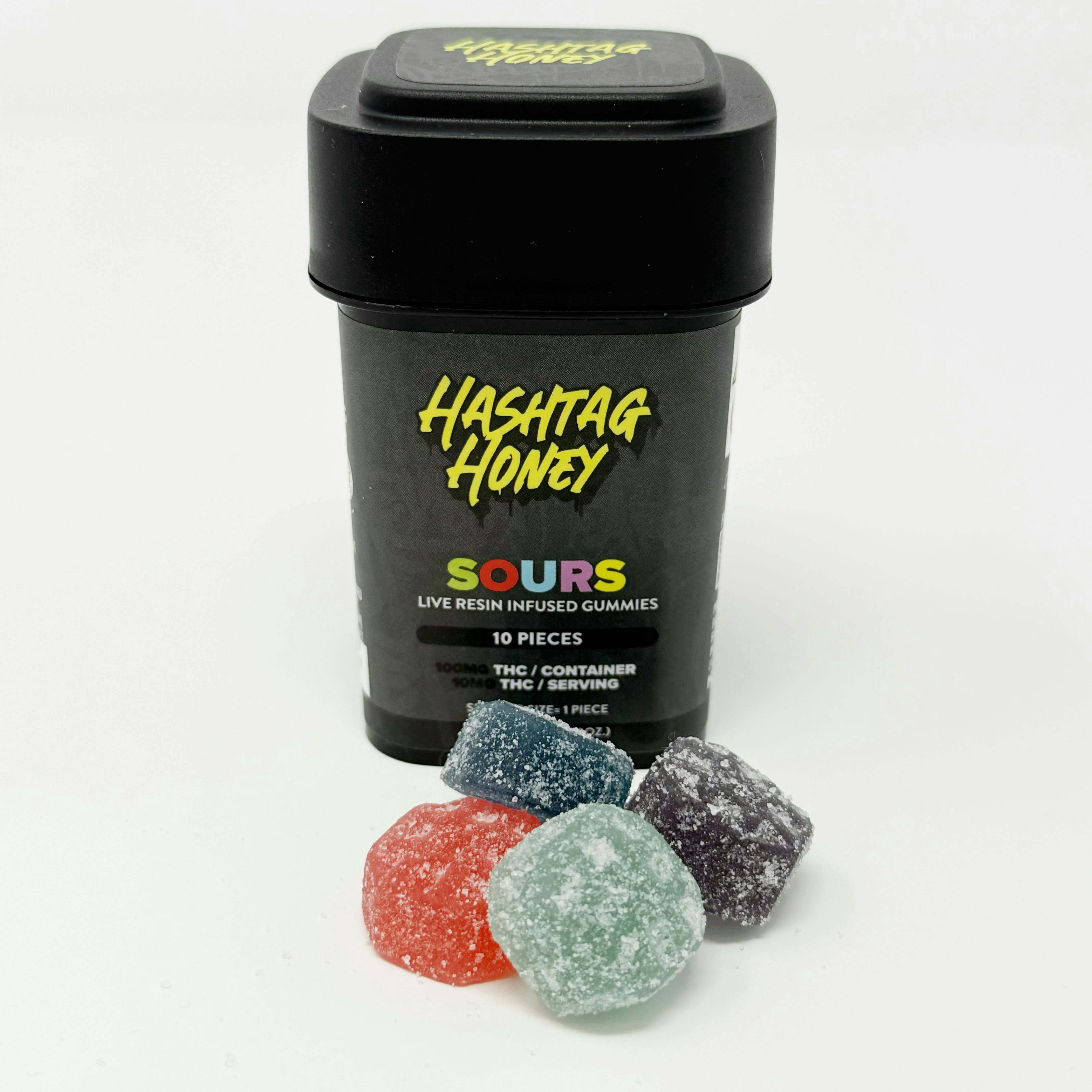 Hashtag Honey | Sours Live Resin Gummies | 100mg | 10ct | 10mg/ea by Hashtag Honey
