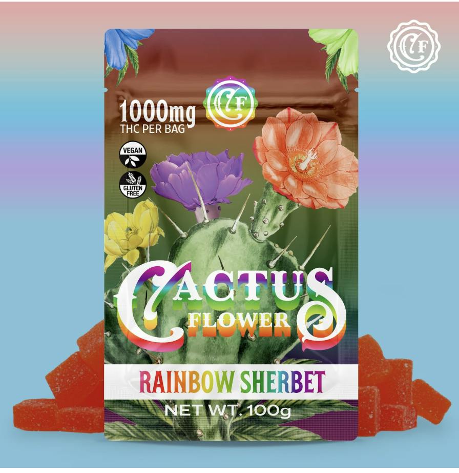 Cactus Flower | Rainbow Sherbet Gummies | 100mg/each | 10ct | 1000mg