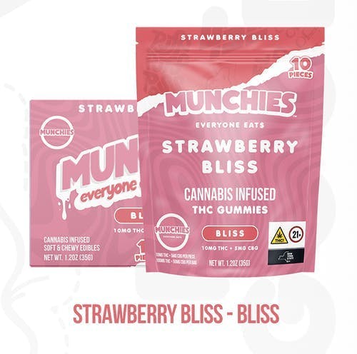 Munchies | Bliss | Strawberry Bliss Gummies | 100mg | 10ct | 10mg/ea by Munchies