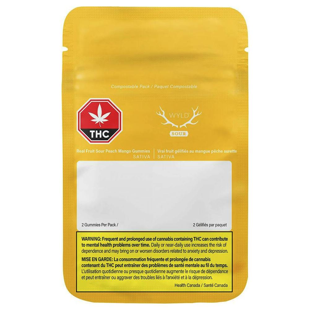 WYLD | 3:1 CBG:THC Gummies | Sour Peach Mango | 10mg | 2ct | 5mg/ea