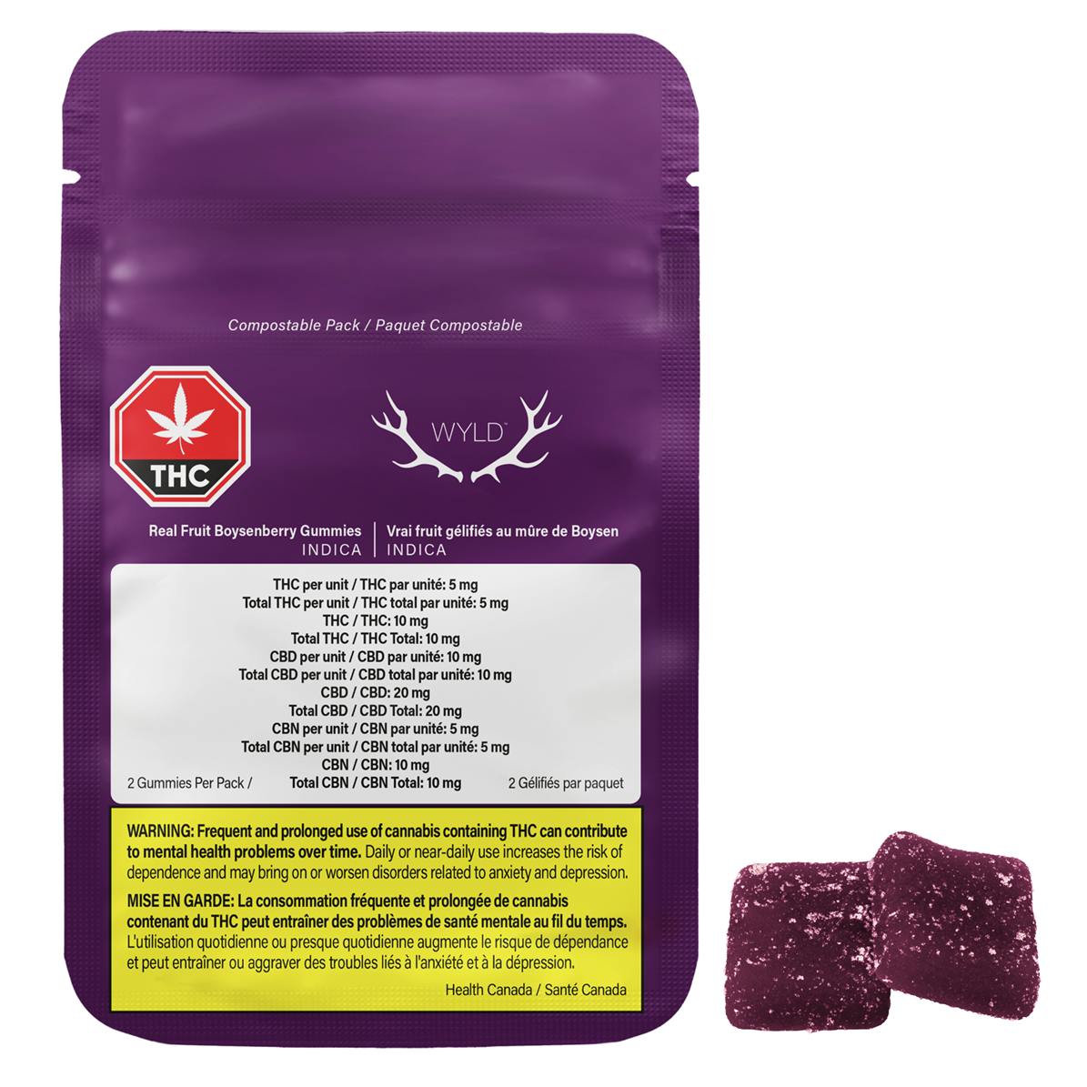 Boysenberry 2:1:1 CBD:THC:CBN Indica Gummies | 20mg | 2ct | 10mg/ea