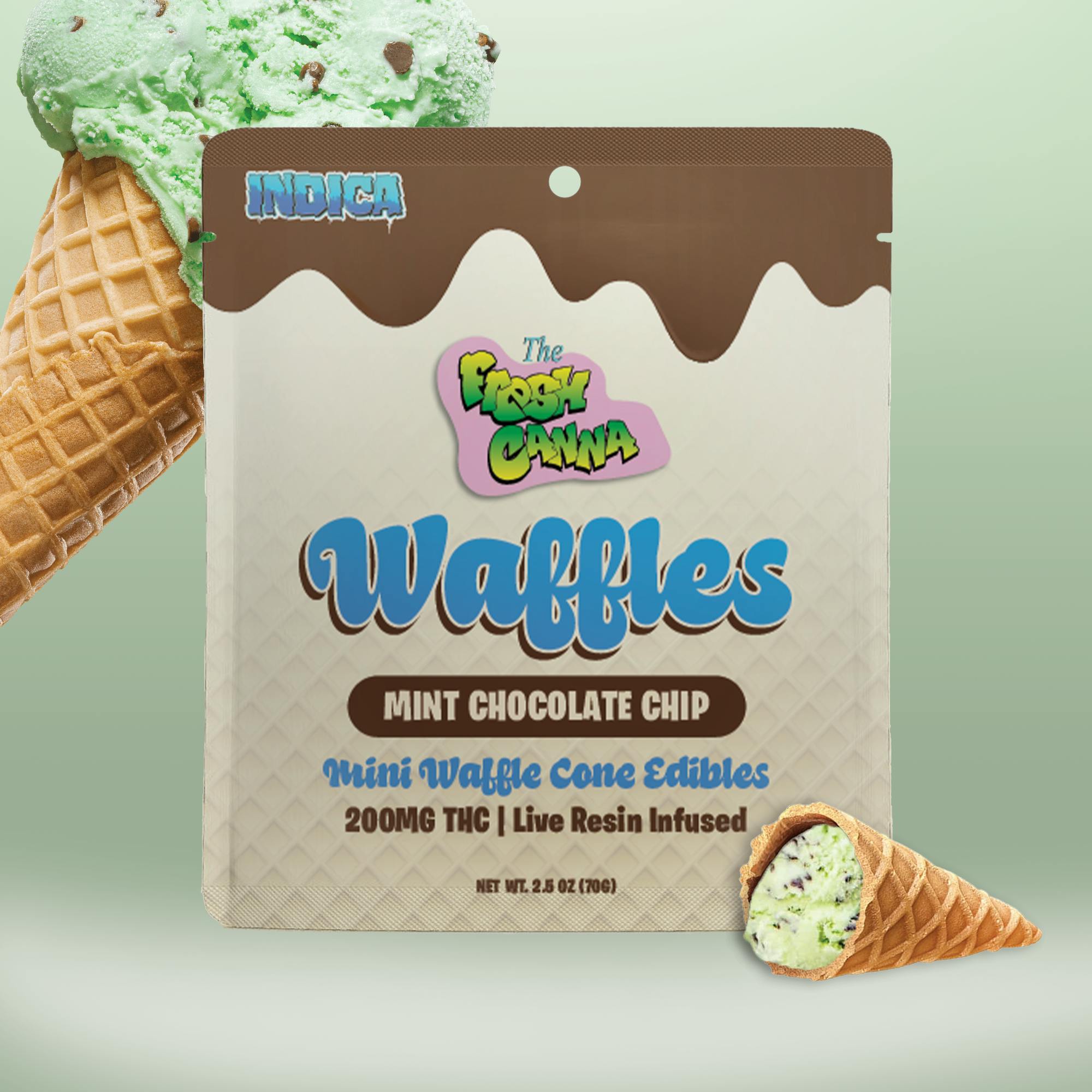 Dark Chocolate Mint | Live Resin Mini Waffle Cones | 200mg | 10pk | 20mg/ea