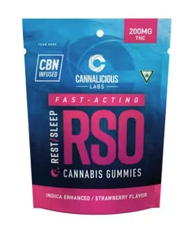 Cannalicious Labs | RSO REST | Strawberry Gummies | 200mg | 10ct | 20mg/ea