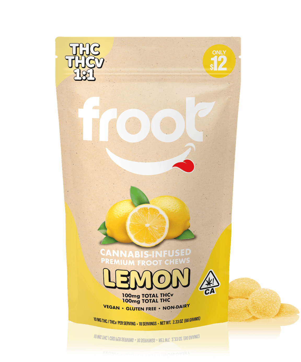 Froot Lemon 1:1 THCv:THC Gummies - 100mg THCv: 100mg THC