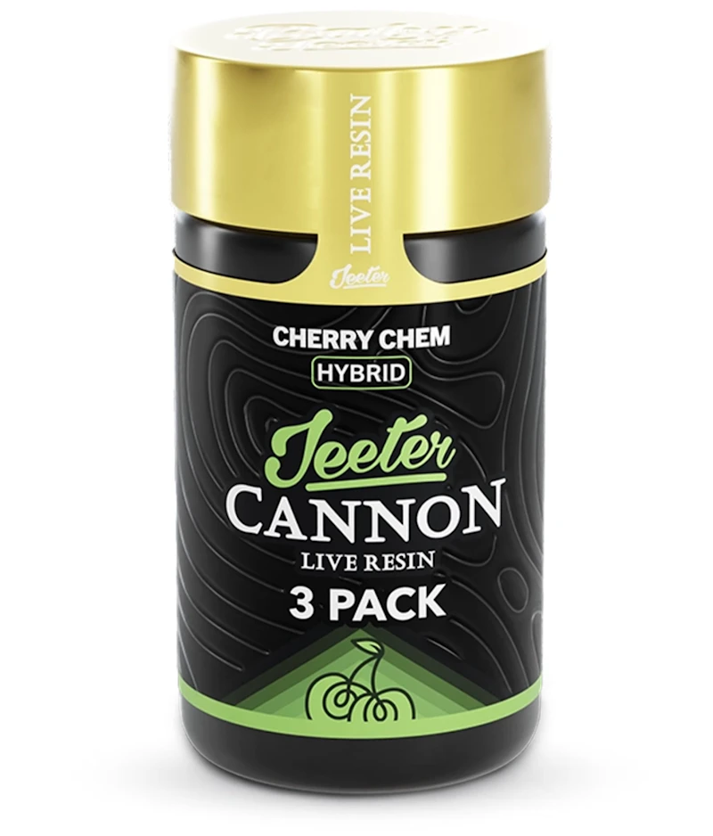 Jeeter Cherry Chem · Live Resin Cannons · Infused Minis · 0.5g each · 3pk, Infused Pre-Rolls