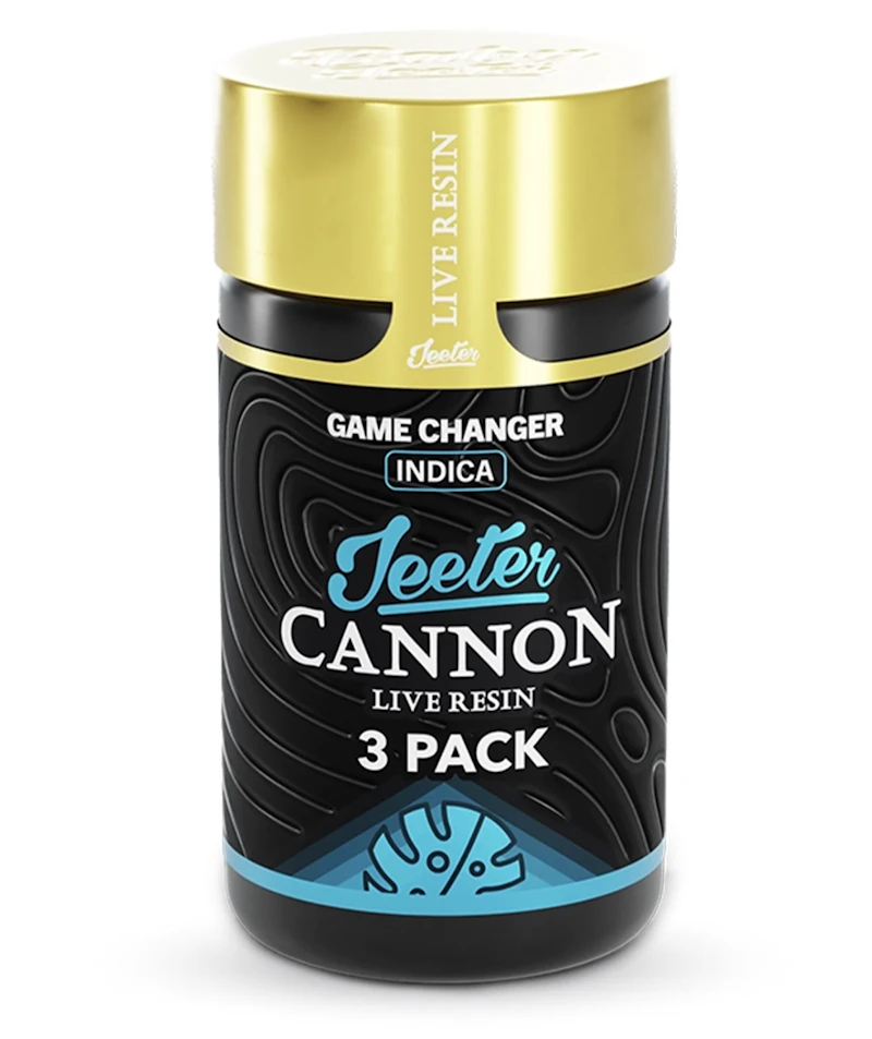 Jeeter Game Changer · Live Resin Cannons · Infused Minis · 0.5g ea · 3pk, Infused Pre-Rolls