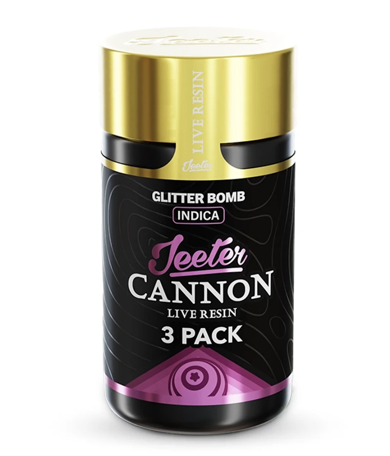 Jeeter Glitter Bomb · Live Resin Cannons · Infused Minis · 0.5g ea · 3pk, Infused Pre-Rolls