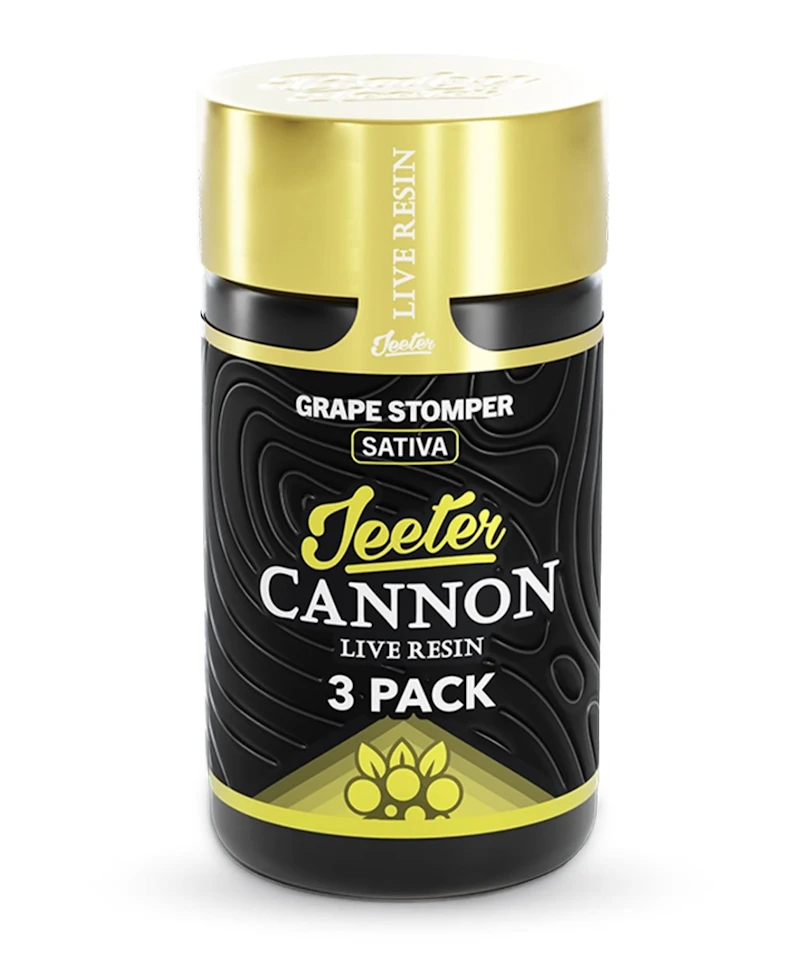 Jeeter Grape Stomper · Live Resin Cannons · Infused Minis · 0.5g ea · 3pk, Infused Pre-Rolls