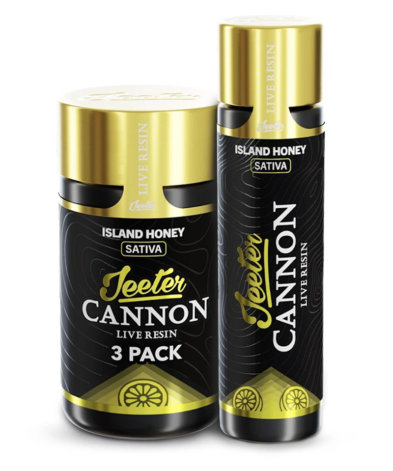Jeeter Island Honey · Live Resin Cannons · Infused Minis · 0.5g ea · 3pk, Infused Pre-Rolls