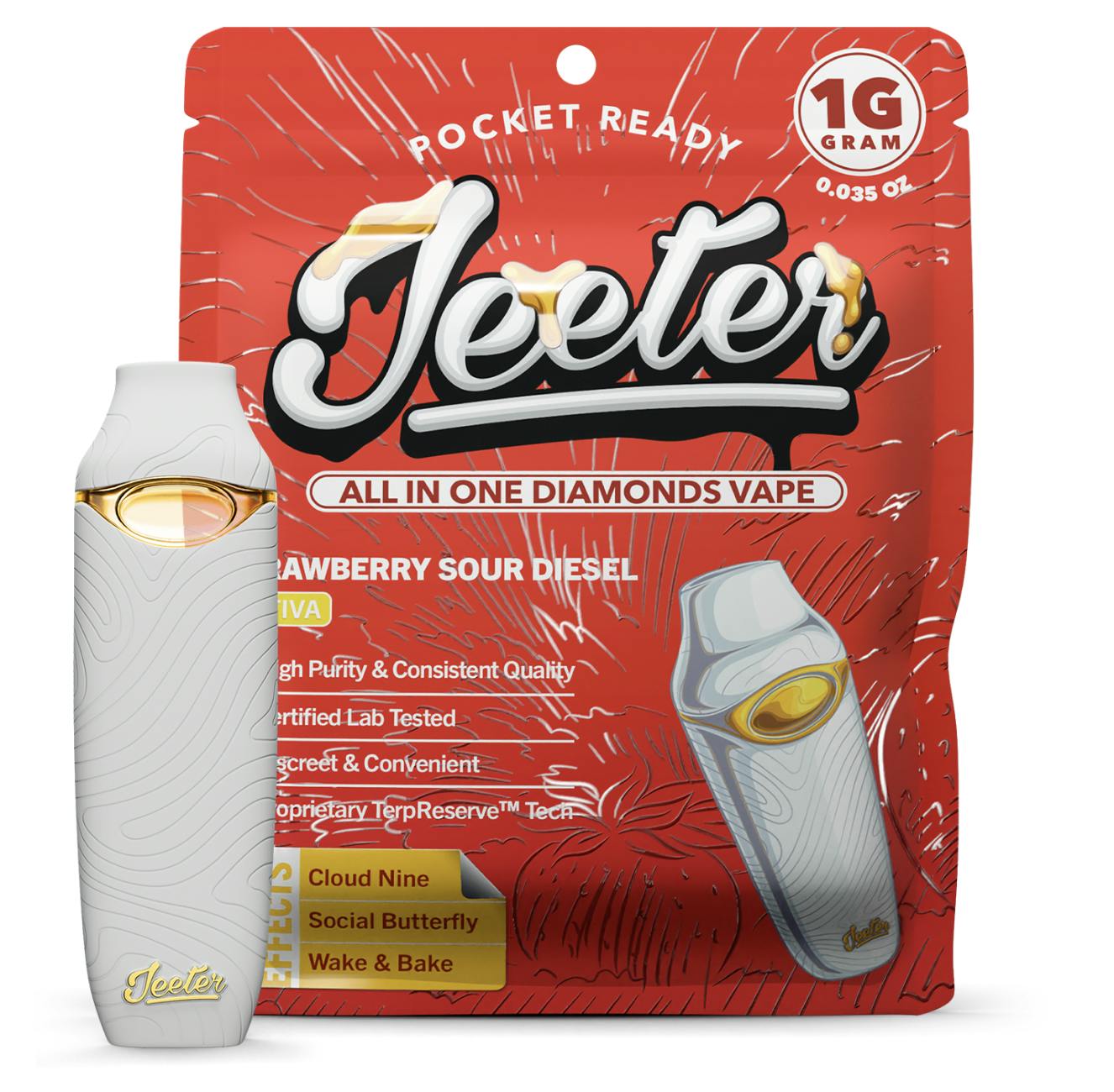 Jeeter | Strawberry Sour Diesel | Diamonds Disposable | 1g by Jeeter
