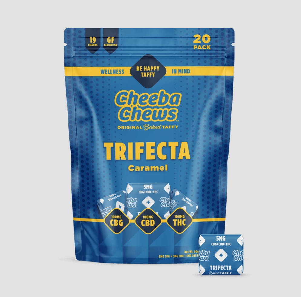 Cheeba Chews | Caramel Trifecta CBG:CBD:THC Taffy | 100mg | 20ct | 5mg/ea