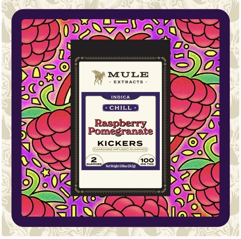 Raspberry Pomegranate LR Kicker Gummies | 100mg | 2ct | 50mg/ea by Mule Extracts