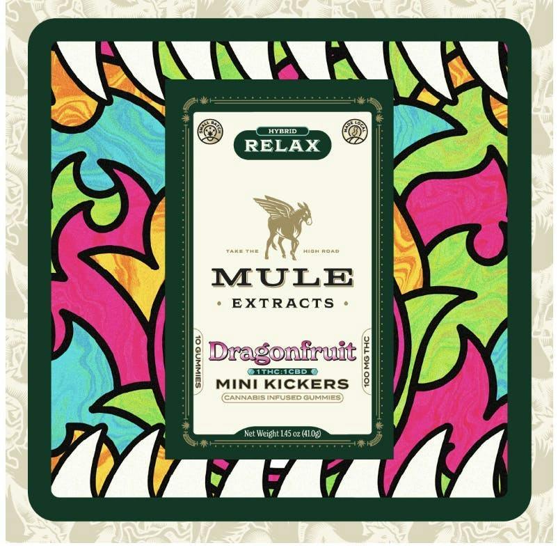 Dragonfruit 1:1 Mini Kicker Gummies | THC:CBD | 100mg | 10ct | 10mg THC/ea by Mule Extracts
