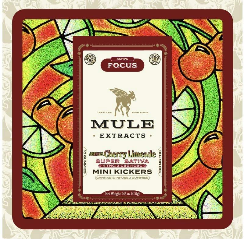 Sour Cherry Limeade 4:2:1 Mini Kicker Gummies | 100mg | 10ct | 10mg THC/ea by Mule Extracts