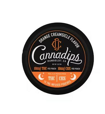 Cannadips | Orange Creamsicle THC:CBN Pouches | 150mg | 15ct | 10mg/ea